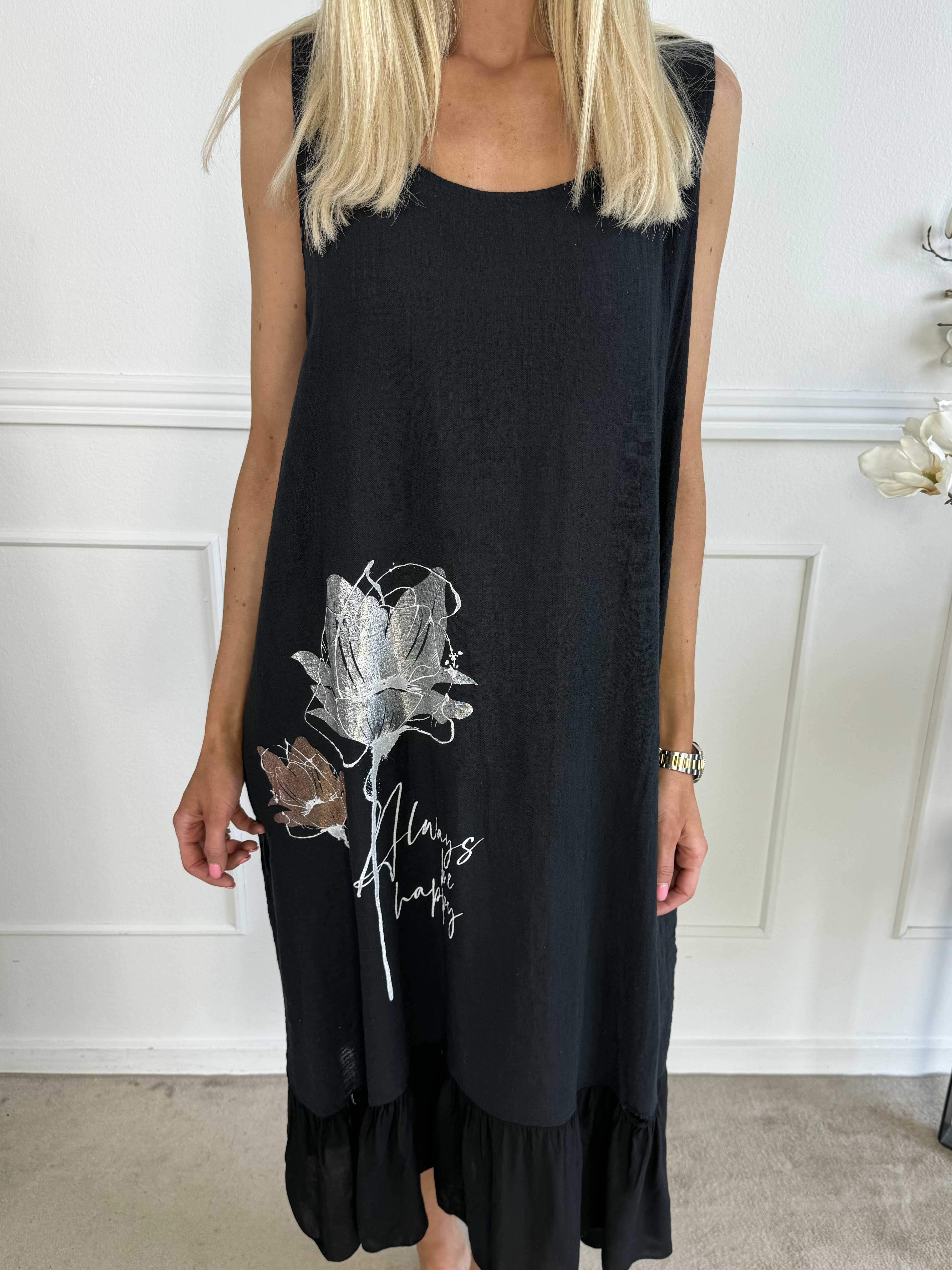 Mille - Sommarklänning i linne-look med volang